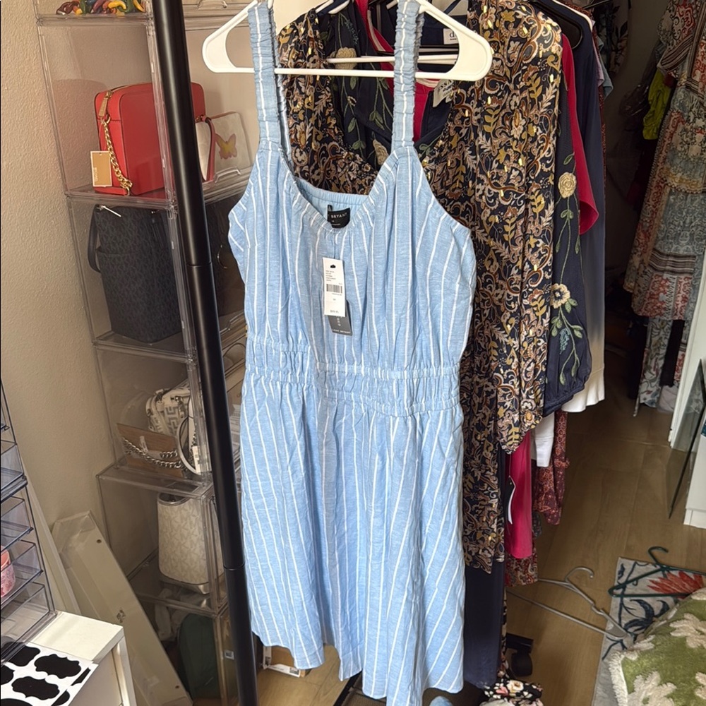 Lane Bryant Blue and White Sleeveless Sundress